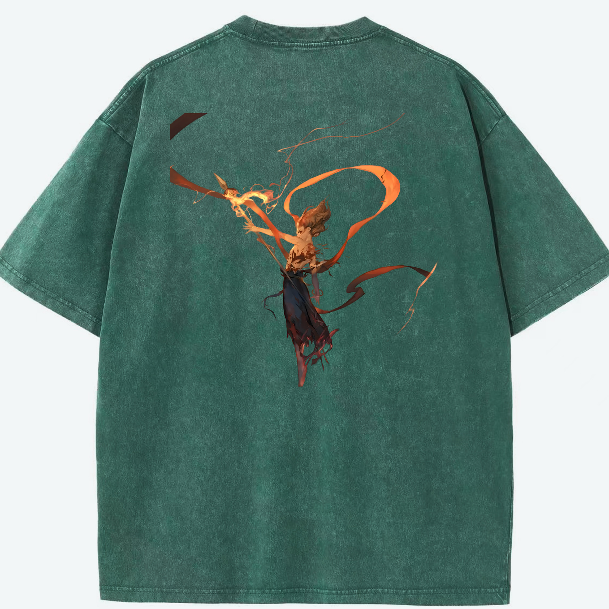 （画像用） Ne Zha 2 ナタ 魔童の大暴れ 綿100% ヴィンテージ風 半袖Tシャツ（背面プリント）